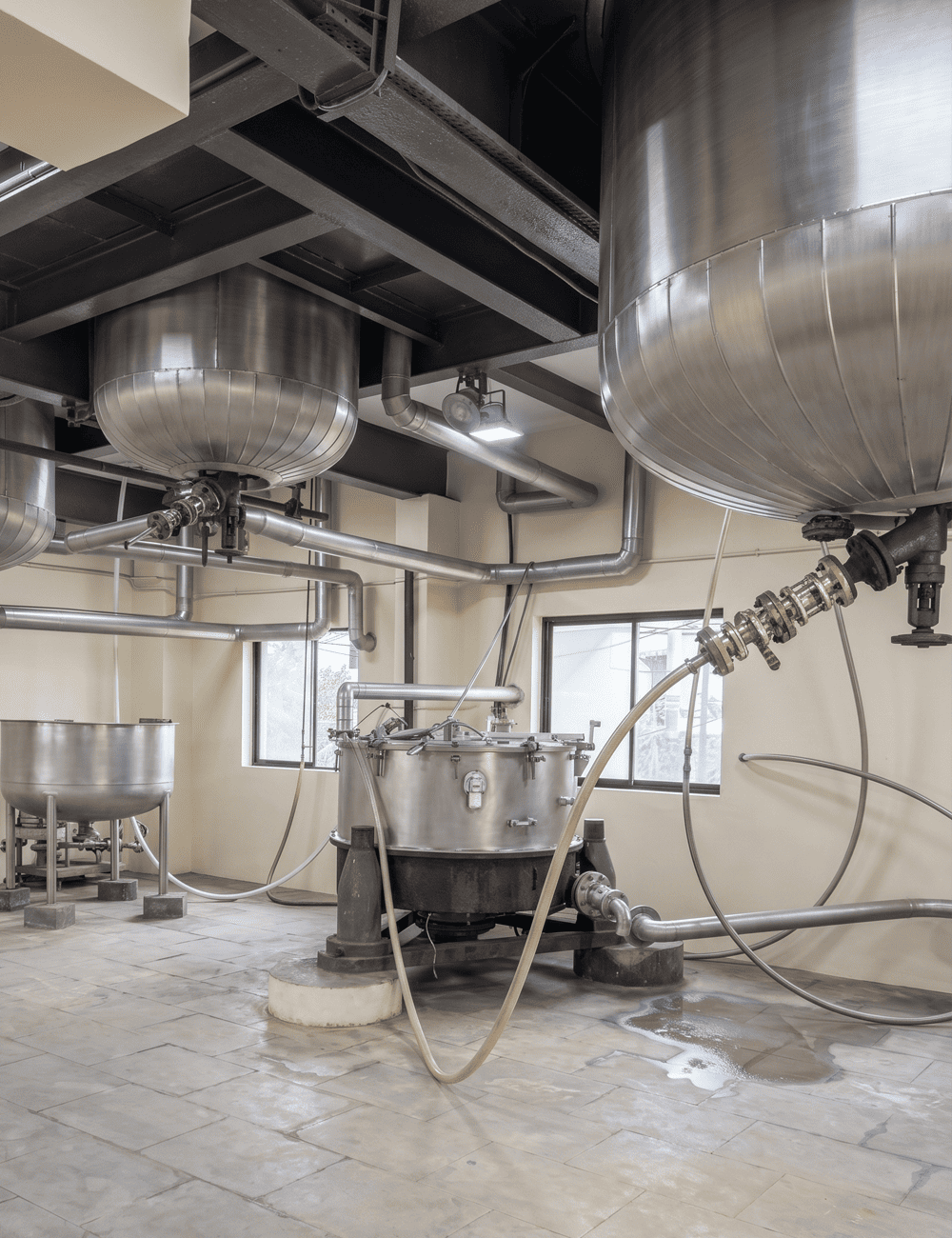 Processing floor with conveyors, separators, and process equipment